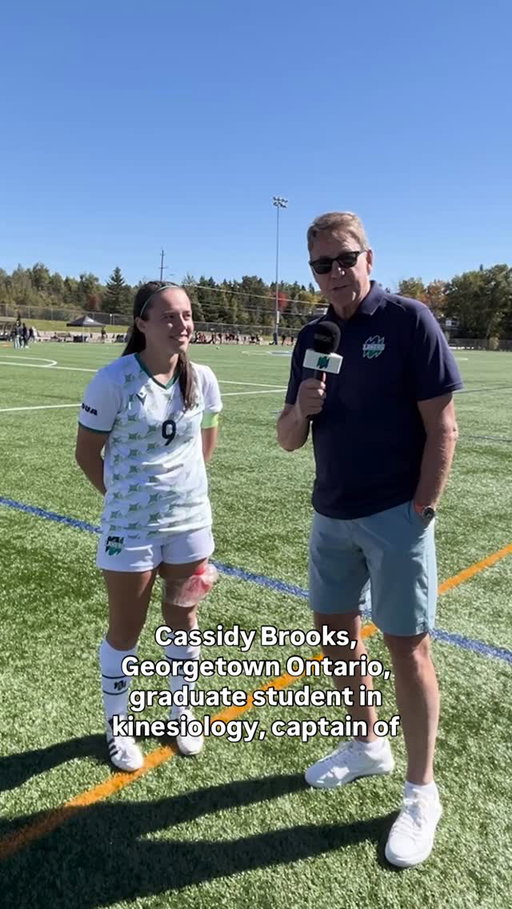 Dr. Scott Russell, Chancellor of Nipissing University, had a field-side chat with Lakers Women’s Soccer Captain, Cassidy Brooks, to discuss the incredible season they’ve had so far and the benefits of an NU education. Tomorrow, the team will take on Ontario Tech on home turf. Go Lakers!