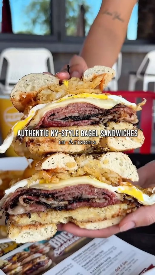 Authentic NY-style bagels in AZ!! 🥯 If you haven’t tried Chompie’s bagel sandwiches — you need to! Chompie’s has been serving New York–style deli favorites in Arizona since 1979, bringing the East Coast bagel shop vibes right to the desert.

Their sandwiches are stacked high on fresh, house-made bagels and served all day, every day.

Here’s what you need to try:
🥯 Lox & Loaded – smoked salmon, chive cream cheese, and a crispy potato pancake
🌶 Camelback Chorizo – jalapeño cheddar bagel + spicy chorizo + jalapeño cream cheese
🥩 Park Ave Pastrami – hot pastrami, onion strings, and BBQ aioli
🔥 Broadway Brisket – brisket + bacon + BBQ sauce on an everything bagel

Perfect for breakfast, lunch, or whenever that bagel craving hits. 🫶

📍 @chompies