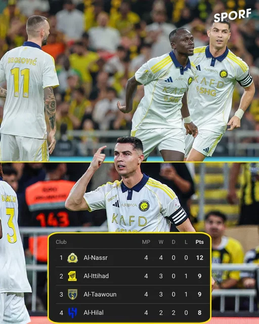Al Nassr defeats Al Ittihad in the heavyweight clash🔥 as a result Al Nassr are now on top of the table. Is this the season for Ronaldo to lift the 🏆👀