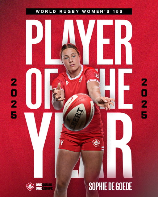 Inspiring a nation 🇨🇦

Sophie de Goede is your 2025 World Rugby Player of the Year 🏆

***

Sophie de Goede est la Joueuse mondiale de l’année 2025 de World Rugby 🏆

#RugbyCA | #OneSquad | #RWC2025