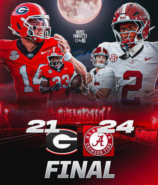 NO. 17 ALABAMA BEATS NO. 5 GEORGIA ON THE ROAD 24-21

THE CRIMSON TIDE SIMPLY HAS GEORGIA’S NUMBER