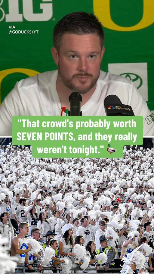 Oregon HC Dan Lanning on the Penn State fans not being a factor in Saturday’s win.

(via GoDucks/YT)