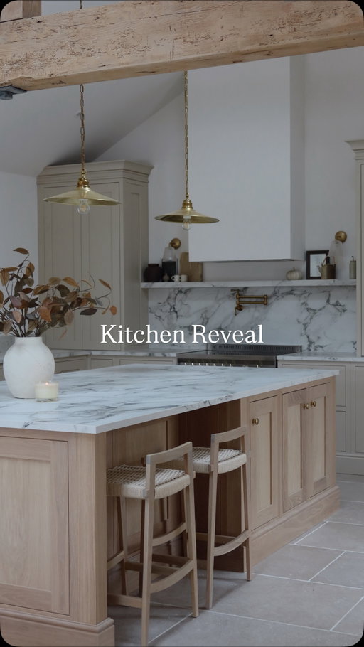Can’t quite believe we are here to be honest. Team work makes the dream work 🥺🍂🤎 our beautiful kitchen and the heart of the home. It’s just my favourite place to be, after 18 months of so much hard work and so many bridges to cross we’ve done it. 

Our kitchen is from the most incredible company who are actually based in Ireland. This is our third kitchen in the family from @marklohankitchens because they have such an incredible team who are a joy to design with, even over the phone and video. calls, samples being sent across it was just so much fun. The delivery process was just super smooth and Mark has just been there whenever we needed help or needed to ask any questions, I can’t recommend them enough. 

Our cabinets are a bespoke made inframe style kitchen, with our island in a light oak and the rest in Farrow and Ball ‘Oxford Stone’ they go perfectly together and just keeps the traditional countryside feel to our barn. (ad - pr discount) 

I hope you guys love it as much as me, I’ve been so excited to share since so many of you have been watching the journey since the beginning 🤎

kitchen reveal, barn conversion, home renovation, before and after, interior, countryside living, home design, farrow and ball

 #beforeandafter #barnconversion #kitchenrenovation