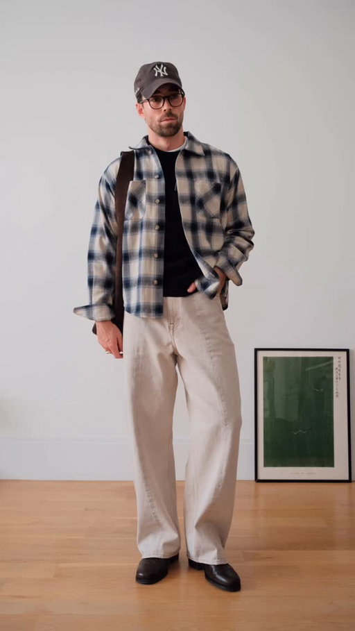 Fall outfit idea 🍂

Back with the talking GRWM!

Would you wear this team? LMK! 👀

Outfit Breakdown:
Flannel shirt @danielsimmons.co 
Jeans @ourlegacy 
Boots @lemaire 
Bag @danielsimmons.co 
Hat @aimeleondore