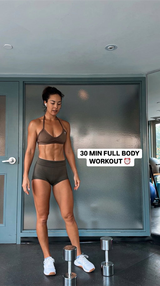 30 MIN FULL BODY WORKOUT ⏰ 

Yasssss let’s go! This workout was super fun, I was able to push myself with weight but also with my endurance. 

All you need is 30 minutes, so save this for your next quick session (I included the weights below I used because you guys always ask me)!

Workout details: 
4 sets: 
Double DB squat 30 lbs / hand x 10
Squat jumps x 15
SB plank knee drives x 60 secs 

3 sets:
DB snatches 25 lbs x 10 
Push ups x 10
Glute thrust 40 lbs x 20

#fullbodyworkout #dumbbellworkout #homeworkout #workoutvideo #abs #core #athletictraining #fitnessmotivation