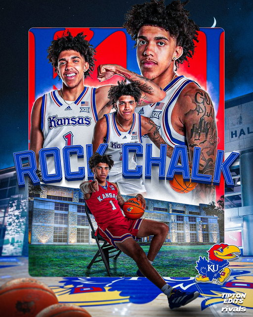 5⭐️ Tay Kinney has committed to Kansas, he told @rivals.ig 🔴🔵

The 6-3 point guard from Newport, Kentucky chose the Jayhawks over Louisville, Arkansas, Kentucky, and others. 

Kinney is a top-15 overall recruit in the 2026 class.