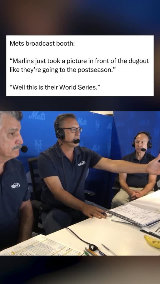 The Mets booth had this to say while watching the Marlins take a team photo on the field after eliminating the Mets from playoff contention