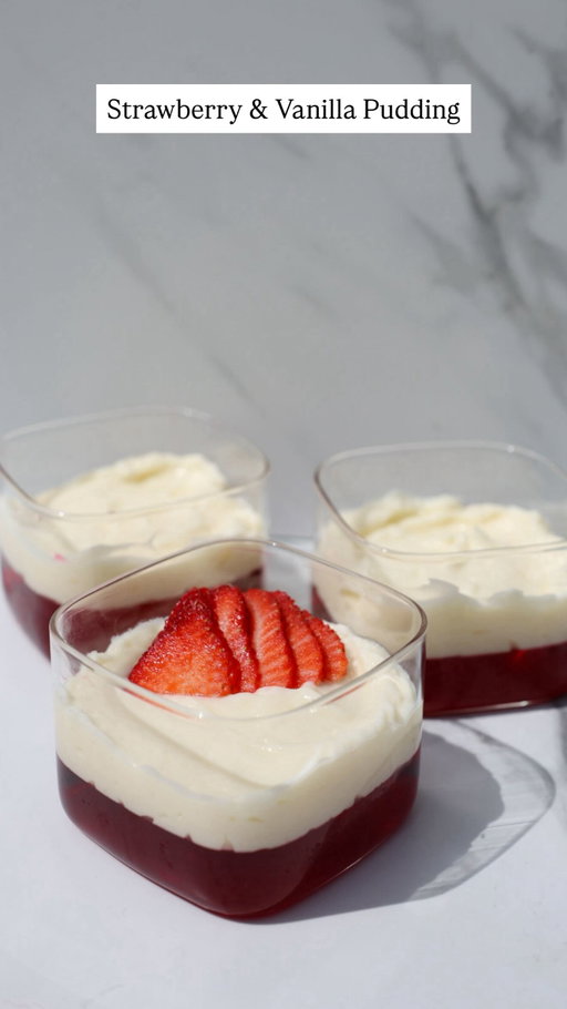 46 calorie Strawberry & Vanilla Pudding
Makes 4
Ingredients:
* 1 packet Aeroplane sugar-free jelly (your choice of flavour, but strawberry would be ideal)
* 2 cups sugar-free “Simply Dessert” white chocolate pudding
*  fresh strawberries (sliced)

Method:
 * Prepare your sugar-free jelly as per the instructions on the package into four containers & refrigerate until set. 
 * Gently spoon the sugar-free white chocolate pudding on top of the jelly layer. Smooth it out into an even layer using the back of a spoon or a spatula. The pudding should be creamy & fluffy.
 * Add a layer of sliced fresh strawberries over the pudding, refrigerate for an hour if desired.