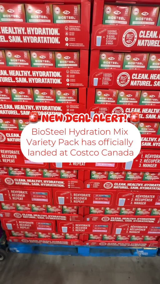 🚨 NEW DEAL ALERT! 🚨
‌
The all-new @biosteelsports Hydration Mix Variety Pack has officially landed at Costco Canada — and it’s ON SALE Sept 29 – Oct 26th! 🙌
‌
💧 30 Sachets in this Exclusive Costco Format.
Flavours you’ll love: 🌈 Rainbow Twist | 🍓 Mixed Berry | 🍋 Pink Lemonade
‌
✨ Why You’ll Love It:
Zero sugar 🚫
No artificial colours or sweeteners 🌱
Caffeine-free ✅
Vegan friendly 🌿
‌
Packed with electrolytes, amino acids & B vitamins for energy + immune support.
‌
Originally created for pro athletes, now trusted by families & fitness fans everywhere. 🏒🏀⚡
‌
🏃‍♂️ Don’t wait — grab your 30-pack at Costco today before the deal ends!
‌
#BioSteelPartner #BioSteel #CostcoCanada #CostcoFinds #CostcoDeals #Hydration