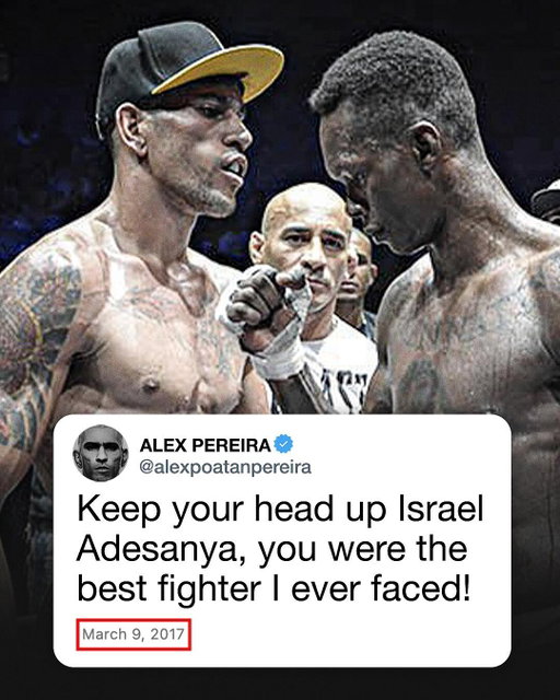 Never forget that Alex Pereira said this about Israel Adesanya after their kickboxing fight eight years ago 🤝

These two have always had respect for each other throughout their careers 👏 #UFC320 

(via @alexpoatanpereira @stylebender)
