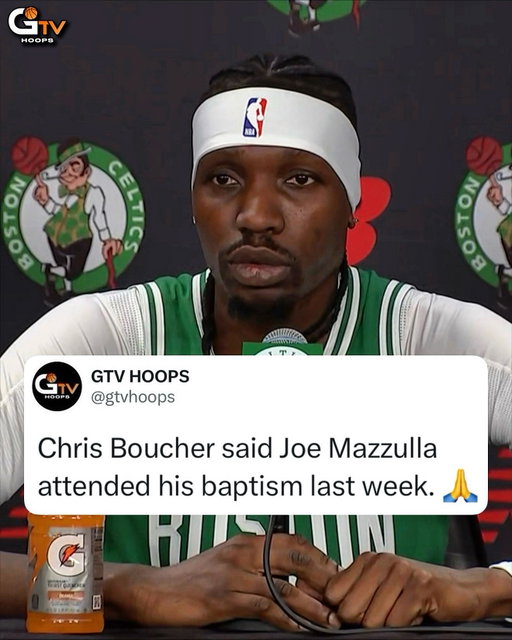 Former G League MVP and DPOY Chris Boucher said Joe Mazzulla made him feel very welcome on the @celtics and even attended his baptism last week! Love to see that. 🙏✝️ @slimmduck