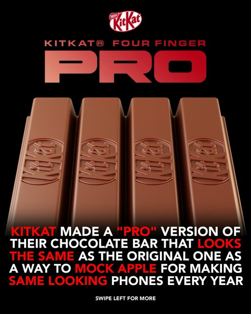 After Apple dropped the iPhone 17 ‘Pro,’ KitKat joined the fun with their own launch the Four Finger Pro. Same chocolate bar, new ‘Pro’ name.

A clever parody that pokes fun at how every new release gets the Pro label, even when nothing really changes.

@kitkat 

Follow @biz.insider for more business insights.