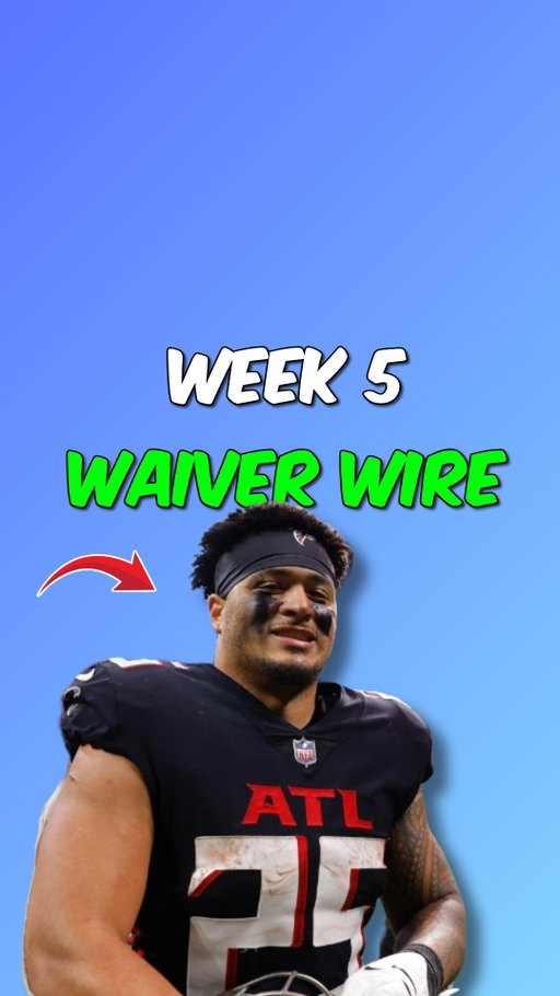 Week 5 Waiver Wire Pickups🏆⬇️

1. Woody Marks

This Texans offense desperately needed a spark and the rookie just provided it.

Chubb is not a great back at this point in his career and there has only been positive talk about Marks in camp.

2. Jaxon Dart

Rushing upside.

Dart put up 11.4 fantasy points alone on the ground this week.

Losing Nabers sucks, but we’ve seen guys with bad weapons provide value strictly on rushing upside.

3. Kenneth Gainwell

He loses value when Warren returns.

But elite handcuffs are somewhat tough to find, and you know he is that.

4. Tyler Allgeier 

Now has two games with 16 carries.

If Bijan goes down he is a league winner, even with him healthy he still has value.

Especially with how thin the RB position is.

5. Brenton Strange

Floor is tough to find from a TE right now, and Strange has it.

3+ catches in every game, he’s also due for some TD regression.

#FantasyFootball
#FantasyFootballAdvice
#fantasyfootballnews
#FantasyFootballTips #FantasyFootballLeague
