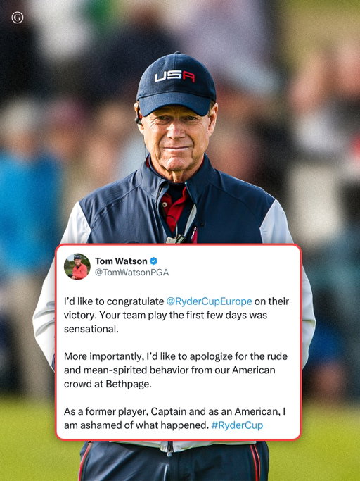 "As a former player, Captain and as an American, I am ashamed of what happened."

@tomwatson.pga congratulates Europe on their Ryder Cup win and apologizes for the "behavior of the American crowd at Bethpage."
