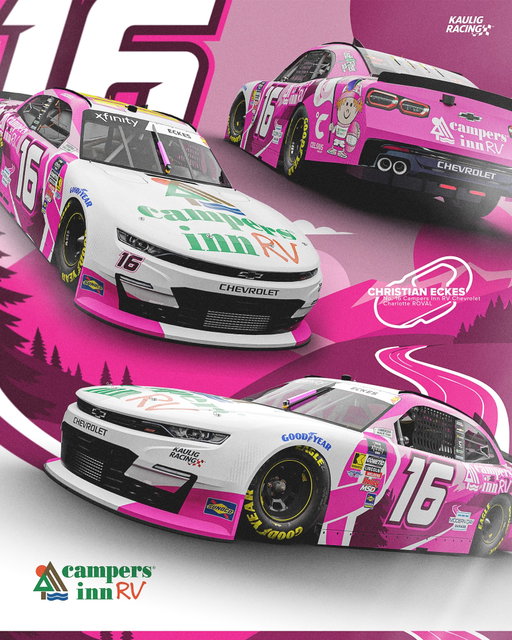 A special scheme for a special cause.

Christian's @campersinnrv Chevy is going pink this weekend at The Roval! 🩷