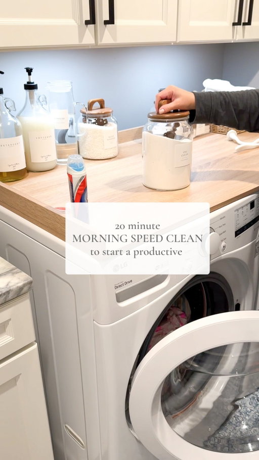 Love a productive start to my day! I’m always trying to stay in the habit of doing one load of laundry a day! It makes it so much easier to stay on top of! #productiveday #speedclean #laundryday #laundryroutine #laundryroom #sahmroutine #cleanwithme #dailyroutine