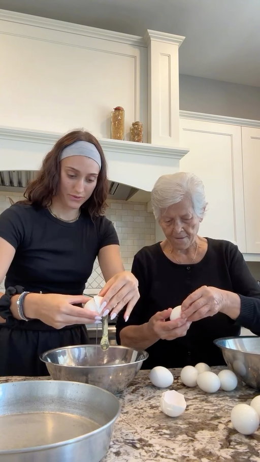 Back in the kitchen with Yiayia Maria 🤍🇬🇷

Greek Walnut Cake - Karidopita

Recipe:
• 10 room temperature eggs ( separate yolk & egg) 
• 10 spoonfuls of white sugar 
• Fluff egg white & then fluff yolk with sugar 

Mixture : 
• Walnuts (as many as you want)
• 2 spoonfuls baking powder 
• 1 spoon cinnamon 
• 1/2 spoon of ground clove 
• 10 spoon bread crumbs

Mix all together and put in oven 350 for 30-40 min

Sugar Mixture:
• 2 cups melted sugar
• 1 lemon slice 
• 1 cinnamon stick

Once out of oven, pour mixture and let cool. Store in fridge 🍴

#greekrecipe #cookingwithmaria #cooking #recipe #greek #content #creator #daily #minivlog #vlog #food #foodie