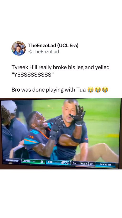 gives me more of a “why me” vibe 🤷‍♂️

(theenzolad/x)
#mondaynightfootball #tyreekhill