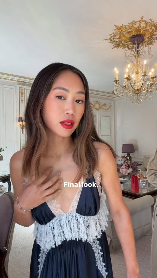 Tried on the most perfect red lipstick for the @louisvuitton show. Basically the @plaza_athenee red. I’m obsessed with this color now. #LVSS26 #plazaathenee #LVBeauty