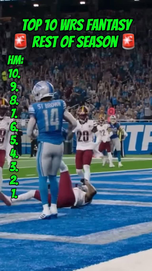 Top 10 WRs in Fantasy Football: Rest Of Season 🚀 #nfl #fantasyfootball 
Top 10 WRs Fantasy