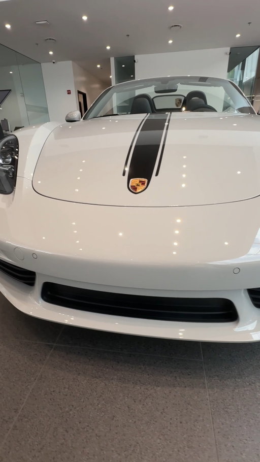 The 718 Boxster Style Edition in Chalk features distinctive Porsche decals, 300hp performance, and a convertible top for roadster thrills. An icon worth experiencing before it’s gone. Contact Porsche of the Village for availability.