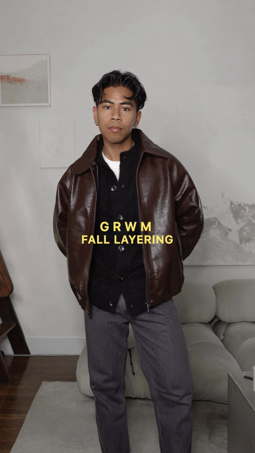 sweater weather 🤝🏽 leather weather

outfit 1: @hiroclark t-shirt, @fableticsmen cargo pants

outfit 2: @suitsupply cardigan, @topshop leather jacket, @octobre_editions jeans, @bananarepublic loafers, @miumiu bag