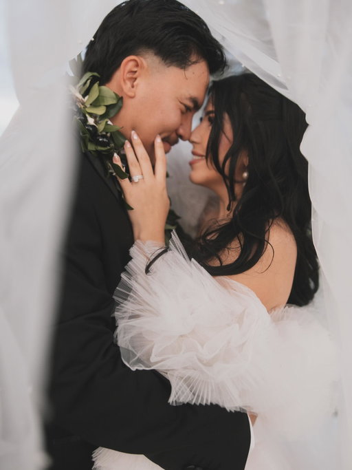 At last 🤍 
What a dream come true marrying my best friend in a fairytale wedding 🤍 To my husband, I am so excited to spend the rest of my life with you.

And to everyone who made this dream come true 
Gown: @allurebridals Rapunzel Disney Wedding Gown from @bowtiesbridal 
Suit: @birdygreysuits 
Photography: @ivanflowersphotography 
Florals: @eileenfloral 
Setup: @dreameventdecorlv 
Venue: @lospradosweddings 
Hair: @imnotsarai 
Makeup: @taziapualani 
Alterations: @az_alterations_tailoring 
Rings: @keyzarjewelry @maxi_hawaii_official