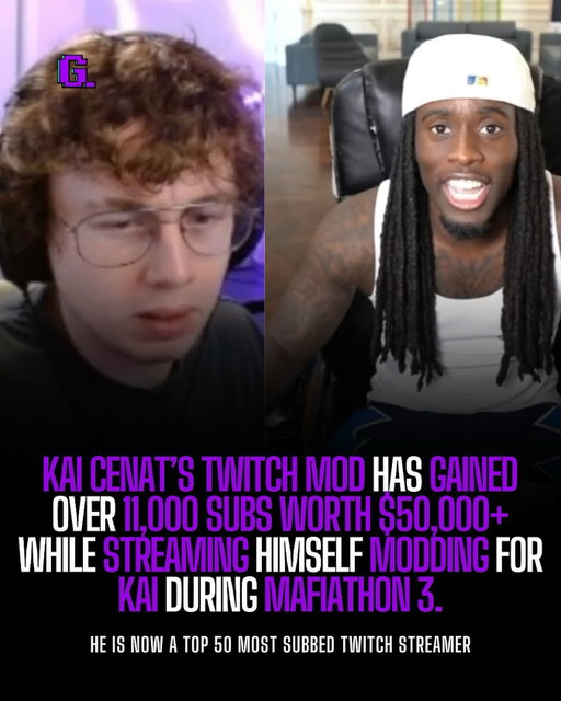 Kai Cenat’s top mod Sunny has gained 11,000 Twitch subscribers earning him over $50,000 by streaming himself moderating Kai’s chat. He is now a top 50 most subbed Twitch creator👀

#kaicenat #mafiathon3 #twitch #trending #explore