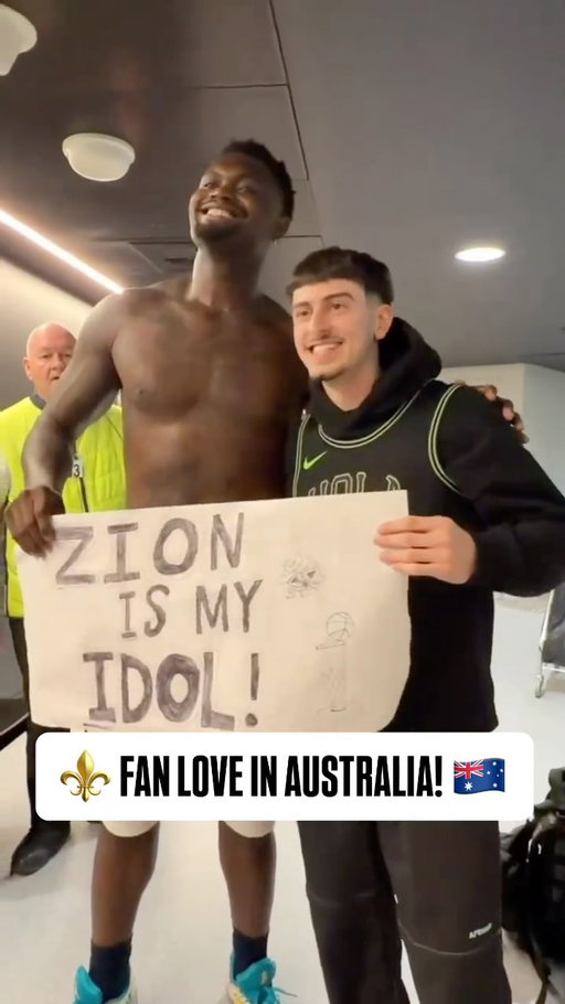 “This is like a dream! I’m a Pels fan till I die.”

This fan has been in Sydney and following the @pelicansnba for 10 years and got a chance to meet his idol, @zionwilliamson! 🫶🏽 🥹
