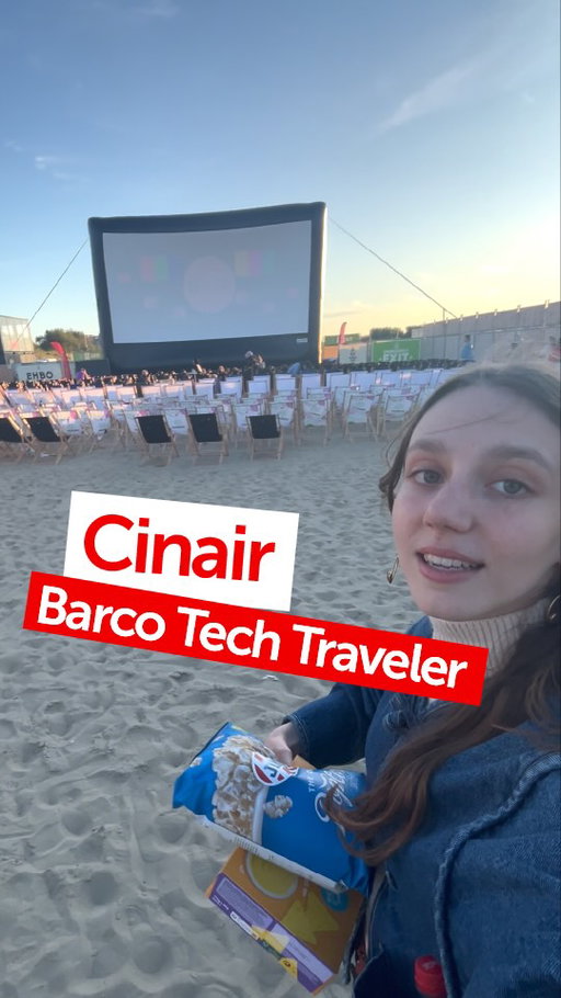 Popcorn? Check. ✅ Soft drink? Check. ✅ Excellent movie quality? Triple check. ✅ Tech Traveler Jolien went to an open air cinema to see how Barco tech makes movie magic happen. 📽️ @cinairbelgium #TechTravelers #Visioneering #BarcoTech
