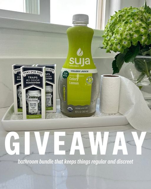 🚽✨CLOSED: GIVEAWAY TIME! ✨🚽
congrats to our winners: @carolyn.maeee, @coach__crum, & @michellerosborough 

Enter to win the ultimate bathroom bundle, where celery starts the motion and Poo~Pourri hides the commotion. 

3 lucky winners will get the chance to win: 
🤍 One-month supply of Suja Organic Celery Juice 
🤍 $100 worth of Poo~Pourri products 

TO ENTER: 
1. Follow: @sujaorganic and @poopourri 
2. Like this post 
3. Tag 2 friends 
4. BONUS: comment 🤍 on our last 3 IG posts 

*No purchase necessary. Giveaway ends 10.8.25 at 11:59PM PST. Entrants must be legal residents of the United States & at least 18 years of age. Winners will be announced only by the official @sujaorganic Instagram account, any other accounts are fake and should be reported.