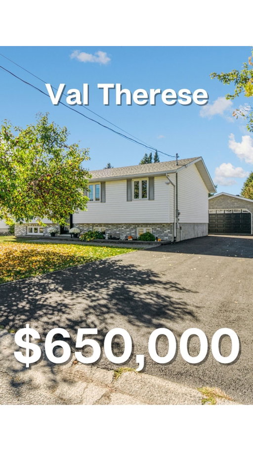 #JUSTLISTED 🎥 IMMACULATE VAL THERESE HOME WITH YOUR DREAM GARAGE 😍

📍1500 Gauthier St, Val Therese
🏷️$650,000
🛏️5 Bedrooms
🛁2 Bathrooms
⁣
⏩ Tour our team’s newest listing nestled in Val Therese! Located just steps away from a park and boasting 5 bedrooms, this move-in ready home is perfect for your family.

📲 Like what you see? Send me a message to book your private showing today!
⁣
📧 tristan@lakecityrealty.ca⁣
☎️ (705) 920-6109⁣
⁣
#sudburyhomesforsale #sudburyrealtor