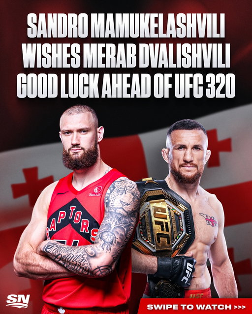 “We always support each other... We are proud Georgians.” 🇬🇪

Ahead of #UFC320, we asked newest Raptor Sandro Mamukelashvili to send a message to his friend and compatriot Merab Dvalishvili 👊

And of course Merab showed love back 🤝