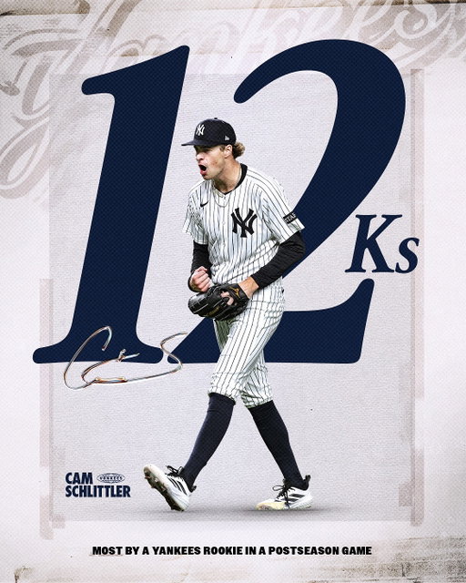 Killa Cam 🔥

The most strikeouts by a Yankees rookie in a postseason game 👏