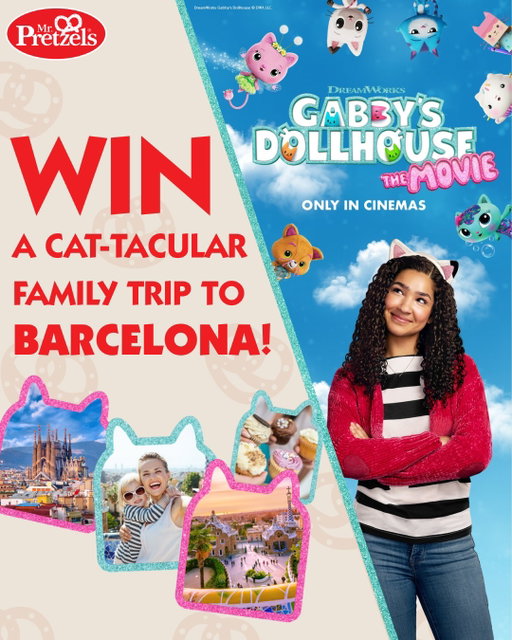 To celebrate the release of Gabby’s Dollhouse: The Movie, Only In Cinemas, we’re giving 1 lucky winner the chance to win a cat-tacular trip for you and your family to Barcelona! 🇪🇸

To win this magical trip, all you have to do is:
✨ Follow @mr.pretzelsuk
✨ ‘Like’ this post
✨ Tag 3 people who love Mr. Pretzels
✨ BONUS ENTRY: share this post to your story (remember to tag us!)

T&Cs apply: Open to UK residents, 18+ only. No purchase necessary. 1 winner chosen at random and contacted via DM from @mr.pretzelsuk official account. The prize is non-transferable, no cash alternative. Competition closes 31/10/25 at midnight. This giveaway is not sponsored, endorsed or administered by Instagram.