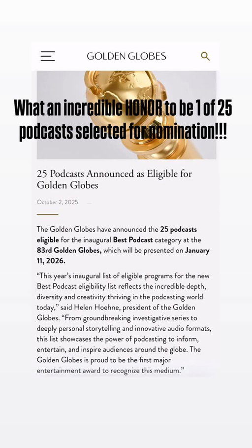 What an absolute honor to be considered for nomination by the @goldenglobes !!! We cannot fully comprehend this!!! Weirdos! This is all you! Let’s all win this together!!!