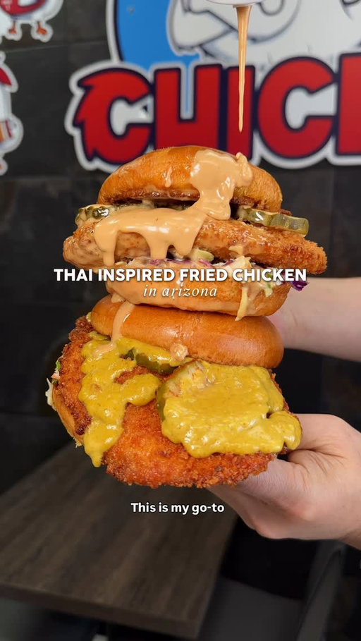 🍗🐥 This spot is legit one of my favorite fried chicken spots especially with their Thai inspired flavors. Chickii has crispy fried chicken with unique sauces like curry, peanut, spicy teriyaki and honey orange. I personally love their chicken sandwiches with their chickii sauce medium spicy and crinkle cut fries. They also have rice bowls, tenders, wings, and loaded fries. Don’t forget to grab a Thai iced tea or even a Thai float to go with your meal. (And their chicken is halal white meat). Thank you Chickii for having me in. Hands down a favorite in the valley! 

@chickiimeout 
📍20260 N 59th Ave A101, Glendale, AZ 85308