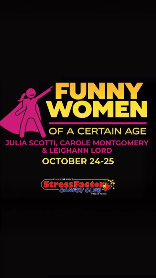 Simon Cowell said, “you genuinely made me laugh.” We dare you not to! Catch Julia Scotti, Leighann Lord & Carole Montgomery LIVE! Oct 24–25 @ Stress Factory Valley Forge. 🎟 Get your tickets before they’re gone.

📸 @juliasscotticomedy @carolemontgomerycomic @leighannlord 
🗓 OCT 24-25
📍 Stress Factory | Valley Forge, PA
🎟️ valleyforge.stressfactory.com
 
#StressFactory #ValleyForgeComedy #ComedyShow #StandUpComedy #ComedyClub #PhillyComedy