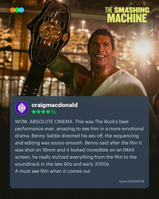 In partnership with @a24, we’re looking at what the Letterboxd community is enjoying about The Smashing Machine 💪

Link in bio to read more reviews on Letterboxd. In theaters October 3.

#LetterboxdReviews  
#TheSmashingMachine