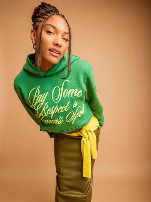 Tara Davis-Woodhall for Cash App and Playa Society’s second capsule collection. Honoring what’s come before us and what’s next. Pay Some Respect to Women’s Sports.