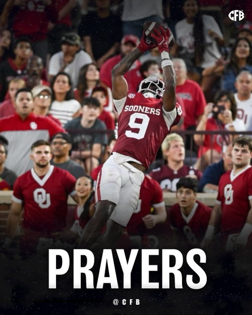 Prayers up to Oklahoma WR Keontez Lewis.

In the early 1st quarter of Oklahoma’s game, Keontez Lewis collided full speed against a brick wall past the Oklahoma end zone. He was on the ground for minutes before being carted off the field.

I don’t understand why there’s an open brick wall behind the end zone.. terrible design. Hoping Keontez is okay🙏 

🙏

📸 X/ThaiArias / ESPN