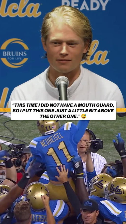It wasn’t Jerry Neuheisel’s first time being carried off the field after a @uclafootball win, so he had to give a comparison 😅