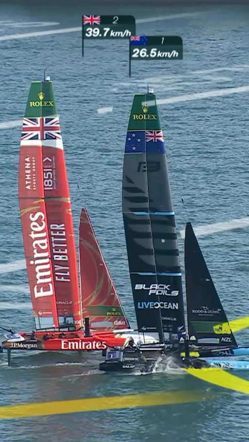 A battle all the way to the line 🤺

@sailgpnzl & @emiratesgbrsailgp go head to head all the way to the line ⛵️