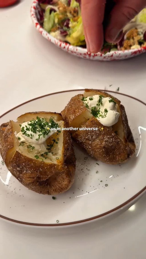 two baked potatoes.