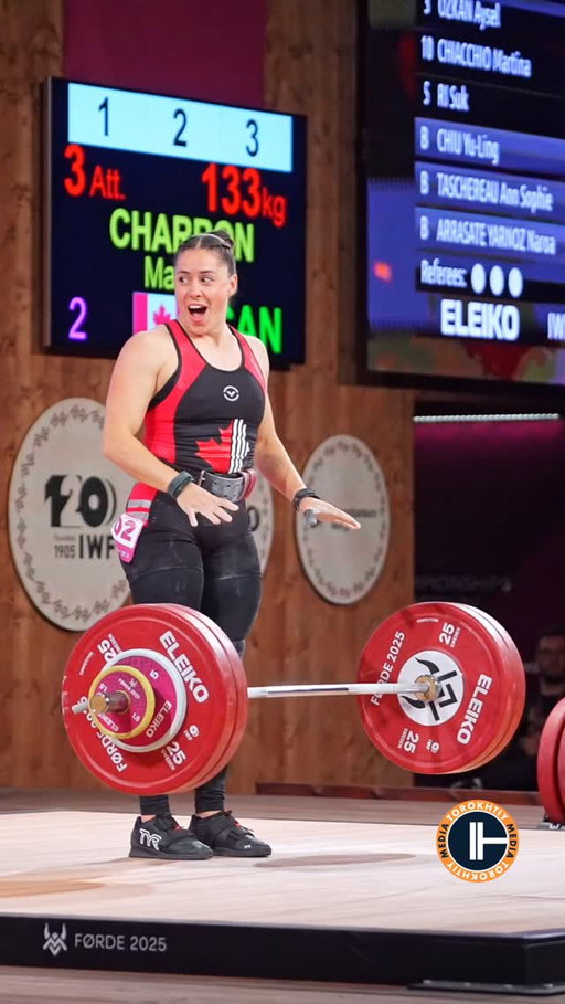 🇨🇦 Maude Charron, 2x Olympian sets a new personal best - 133 kg Clean & Jerk 
…in a new, lighter class at the 2025 World Championships!

103 kg Snatch | 133 kg Clean & Jerk | 236 kg Total = Silver Medal 🥈