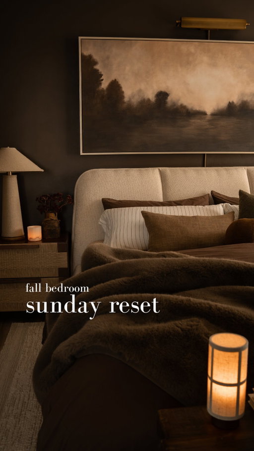 Love a Sunday reset to kick off a busy week! 🍁🍂

Haven’t changed much with my current bedroom setup, honestly just because I love everything so much. It’s my little moody brown and cozy escape at the end of every day and I’ve perfected my routine.

Let me know of any product requests below. 🤙🏼
