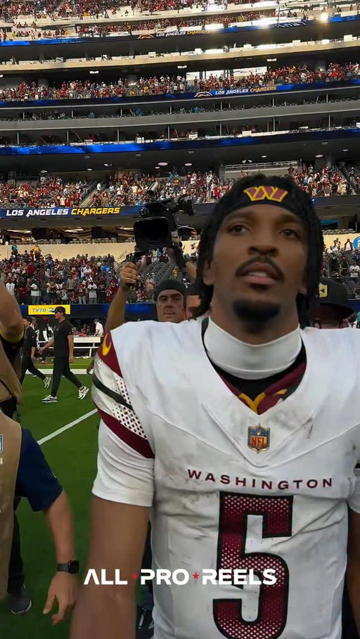 The Washington Commanders defeated the Los Angeles Chargers, 27-10, at SoFi Stadium.

It was a homecoming for Jayden Daniels, who returned to California and threw for 231 yards and a touchdown while adding 39 rushing yards. 

After the game, Daniels greeted friends and family, including Grammy-nominated artist Trey Songz and USC women’s basketball star JuJu Watkins.