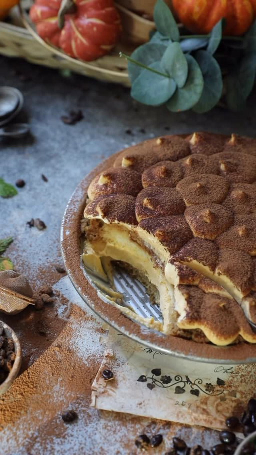 Welcome October🍁🍂❤️It’s the season for fall recipes, and what’s more fall than a delicious pumpkin dessert? Inspired by tiramisu, this dessert has all the warm, seasonal flavors of pumpkin and pumpkin spice. I make it with sponge cake, but of course you can do classic ladyfingers as well.

Betul’s Pumpkin Tiramisu
 
Ingredients:
For the Mascarpone Cream:
4 egg yolks
3/4 cup granulated sugar
16 oz cold mascarpone
1 ¾ cup heavy whipping cream
1 tsp vanilla extract
1/2 cup pumpkin puree
 
For the Coffee Soak:
1 1/2 cup coffee
½ tsp vanilla extract
1 tsp pumpkin spice
2 full tbsp granulated sugar
 
For the Build:
1 sheet pan Sponge Cake or 18-20 Ladyfingers
2 tbsp cocoa powder
 
Instructions:
Preparing the Mascarpone Filling:
In a medium bowl (large enough to sit on a small saucepan), whisk the egg yolks and sugar. Place the bowl on top of a small pan with simmering water and stir for 7-8 min on low heat until the sugar has dissolved. Remove from the heat and let it cool at room temp.
 
In a medium bowl, add mascarpone, pumpkin puree, and vanilla and beat together. Pour egg mixture and gently whisk until just combined. In another bowl, beat cold heavy cream until stiff peaks form. Using a spatula, gently fold the whipped cream into the mascarpone mixture. Store in the fridge until use.
 
Preparing the Tiramisu:
If using sponge cake, trace the shape of your tiramisu container twice onto the sponge cake and cut to create two layers of cake. In a bowl, combine the coffee, vanilla, pumpkin spice, and sugar. Dip each side of the ladyfingers or sponge cake into the coffee mixture (you can also place the sponge cake in the tiramisu container and drizzle the coffee mixture over top), then place them into the bottom of a dish to create a layer. Pipe a layer of mascarpone cream. Then place another layer of coffee-dipped ladyfingers or sponge cake over the cream. Pipe the second layer of cream. Cover the dish with plastic wrap and chill for at least 3-4 hours or overnight.
 
Dust with cocoa powder and serve with love! (and more coffee)
 
Bon Appétit!

📌Sponge Cake recipe is in the comments!❤️