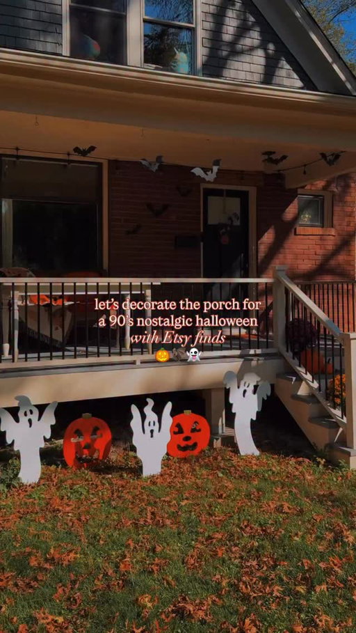 (a d) This year, I wanted to go 90’s/early 2000’s nostalgic with my outdoor decor and @Etsy made that possible! 🎃🦇👻

The spooky hanging bats, adorable yard ghosts & jack’o’lanterns, and Halloween bats door mat were the perfect addition to my front porch decor to make it spooktacular for Halloween this year! I also added some of my favorite Etsy finds from past years (and everything can be found in my Etsy “🍁 My Fall Favorites 🍁” collection)!

Do you decorate for Halloween? 🎃 If so, what’s your favorite kind of Halloween decor?! Nostalgic, spooky, over-the-top?!

#etsyinstagram #halloweendecor #halloween #halloweenislife #halloweenhomedecor #halloweenishere #halloweeninspo #halloweeniscoming #fallvibes #fallvibes🍁 #autumnvibes #autumnvibes🍁 #fallishere #fallseason #fallhomedecor #falldecor #fallismyfavorite #autumn #autumnishere #autumnalvibes #autumninspiration #autumninspo #frontporch #coveredporch #porchdecor #90saesthetic #2000saesthetics #nostalgiacore #90svibes #2000sera