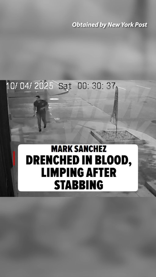 New surveillance footage shows a bloodied Mark Sanchez holding his torso and struggling to walk right after his altercation with a delivery truck driver 🎥

FULL STORY AT LINK IN BIO 🔗